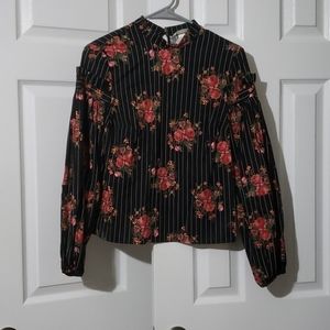 H&M Floral Top w/ Stripes